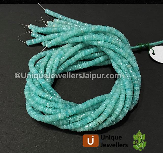 Amazonite Faceted Tyre Beads